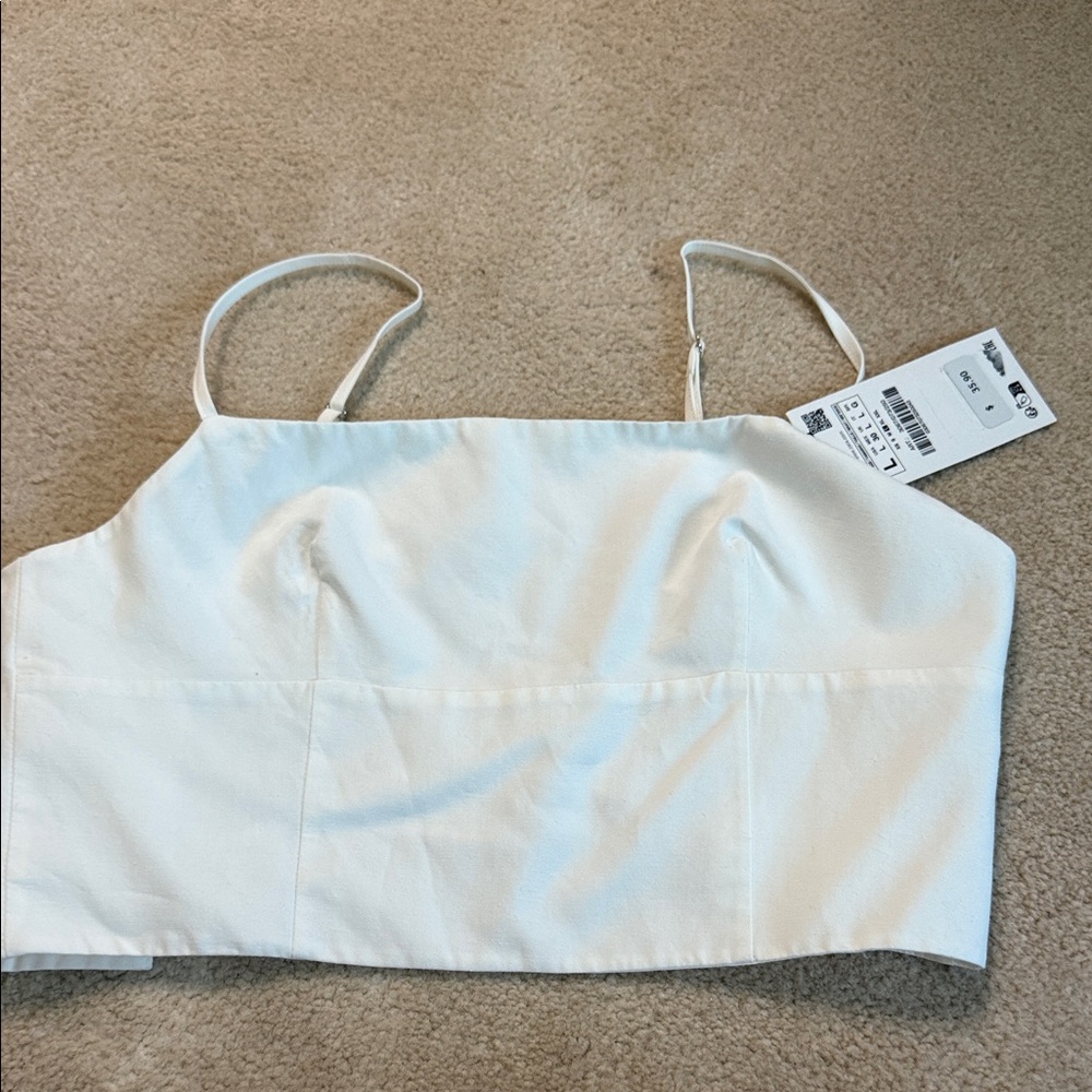 Zara Elegant White spaghetti strap Top